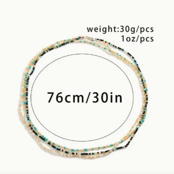 Beaded 3pc Layered Waist Body Jewelry - Picture 4 of 4